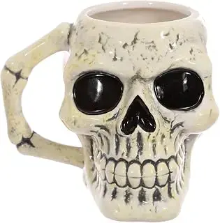 Puckator Taza de café de cerámica con forma de calavera antigua, accesorios divertidos para el hogar, bonitos regalos para novia, tazas grandes para hombres y mujeres, bebidas calientes, lindas tazas,