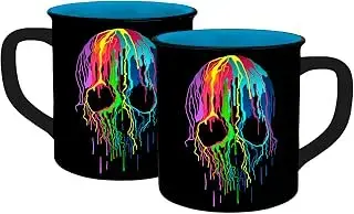infinite by GEDA LABELS Taza con diseño de calavera de neón, esmaltado, 400 ml