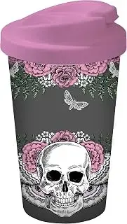 Infinite by GEDA LABELS (infkh) 13667 Calavera Lady Skull Coffee to go taza, Thermos, vaso higiénicas, PP, gris/rosa