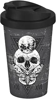 infinite by GEDA LABELS Taza de café para llevar, diseño de calavera mística, 400 ml