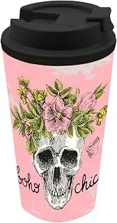 infinite by GEDA LABELS (INFKH) Taza de café para llevar, diseño de calavera, 400 ml