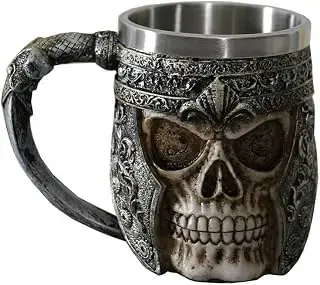 Taza de café de calavera vikinga de 400 ml, con forro de acero inoxidable, regalo para hombres, regalos del día del padre