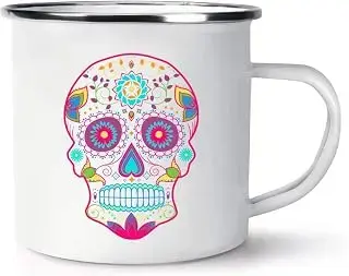 Colorido Calavera Retro Esmalte Taza