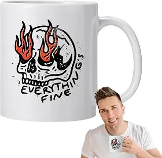 Taza de café, taza de cerámica, taza de café de calavera