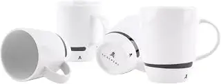 SCALPERS HOME | Set de 4 Tazas de Porcelana | 330 ml | Color Blanco | Fabricadas en Porcelana | Diseño con Asa lateral y Detalle de la Calavera de Scalpers
